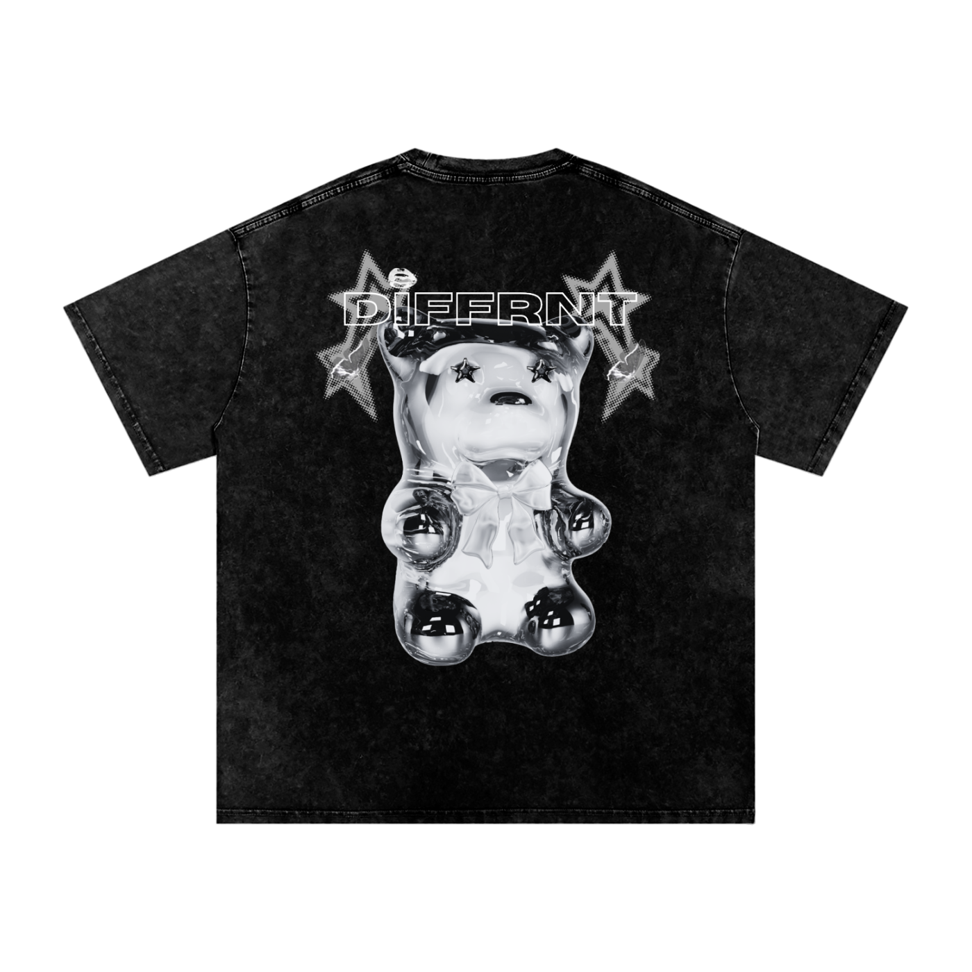 'chill bear' acid wash tee